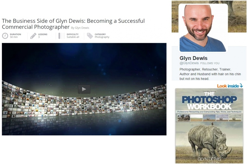 Glyn Dewis Collage Kelby, Twitter, Book