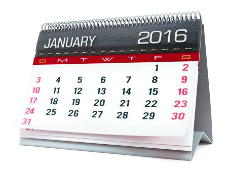 January 2016 desktop calendar