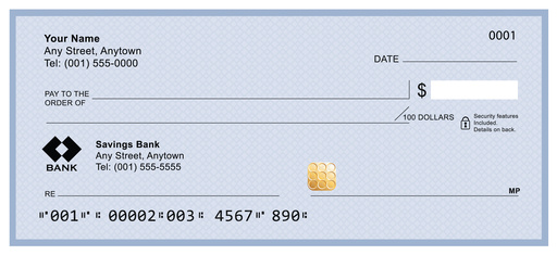 Blank bank check